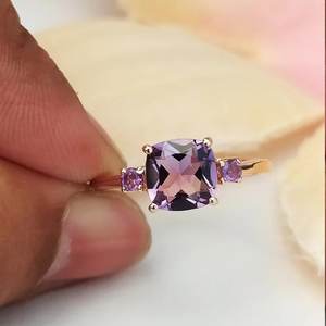 Solid 925 Sterling Silver Classic Design Amethyst Stone Women <b>Girl</b> Engagement Anniversary Fine <b>Rings</b> - Product Image 3
