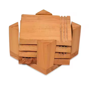 Ensemble de sous-verres en bois élégant fabriqué à la main Sous-verres en pierre durables et uniques par l'artisanat du croissant - Product Image 3