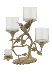 แท่นวางเทียนธีมนกพร้อมสำเนียงดอกไม้โคมไฟตกแต่งสำหรับตกแต่งบ้านที่ได้รับแรงบันดาลใจจากธรรมชาติพร้อมภาชนะแก้ว - Product Image 2