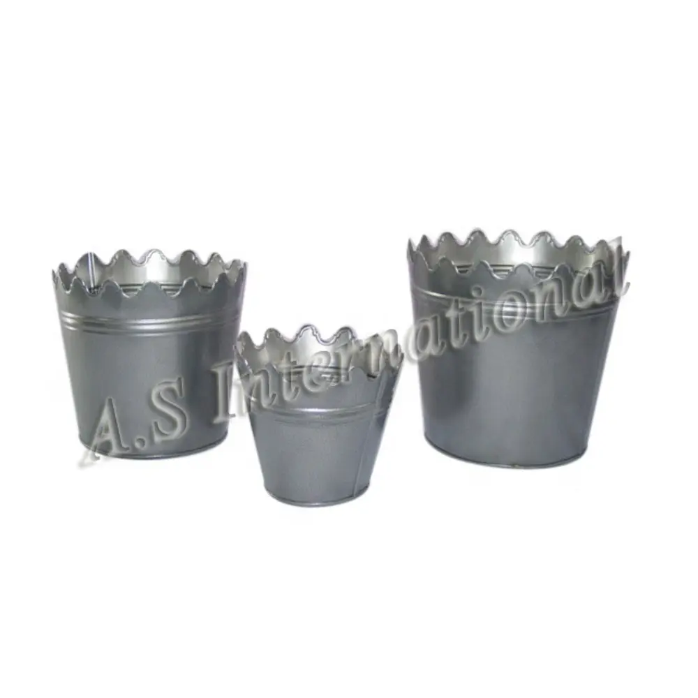 High Quality Galvanized Planter Pot Set of 3 Decorative For Garden And Home Decoration Metal Plant Pots in Wholesale Prices