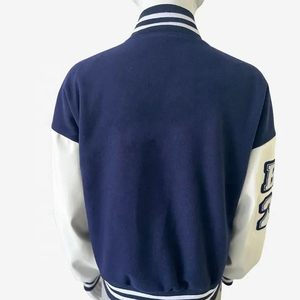 OEM logotipo personalizado Chenille parche bordado manga de cuero Vintage College Baseball Letterman Varsity chaqueta para hombre - Product Image 2