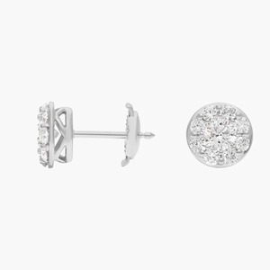 Pendientes de tuerca circulares con diamantes cultivados en laboratorio de corte redondo, 1.00 ct, en oro macizo de 14K, para ocasiones especiales - Product Image 4