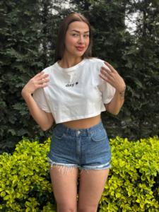 T-shirts blancs décontracté été Chic Design minimaliste pur coton respirant haut court ample surdimensionné confortable chemise solide - Product Image 4