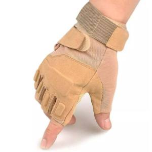 Gants de sécurité d'extérieur à demi-doigts Gants d'entraînement tactiques en cuir et coton pour l'alpinisme, le fitness, le sport et le cyclisme - Product Image 3