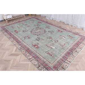 Vintage Turkish <b>Runner</b> Rug 0.6x10.3 ft, Blue <b>Red</b> Floral Wool Rug - Product Image 3