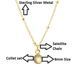 สร้อยคอจี้เครื่องรางลาบราดอไรต์8มม. สร้อยคอทองคำ18K สำหรับงานเลี้ยงสีเงินสเตอร์ลิง925ชุดสร้อยคอที่มีเสน่ห์สไตล์ลาบราดอไรต์ - Product Image 2