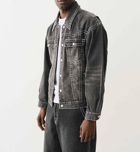 OEM personalizado último nuevo diseño chaqueta de mezclilla lavado de algodón ajustado de manga larga chaqueta de mezclilla para los hombres de la calle de invierno chaqueta - Product Image 1