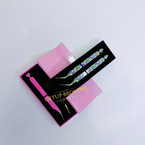 Pince à épiler pour cils GETUP BROSONS IMPEX de haute qualité en acier inoxydable, plusieurs couleurs, pointe lisse, poignée diamantée, antimagnétique - Product Image 1