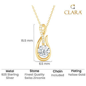 NOVAMART Fine Ceci 925 Silver Solitaire Pendant Water <b>Drop</b>-shaped Diamond Rhodium Plated <b>Box</b> Chain Trendy Geometric Number Desig - Product Image 5