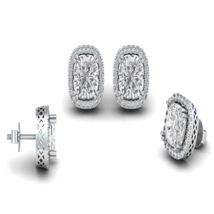 3.21 TDW taille coussin goujon rond diamant taille brillant sur les côtés or blanc 18kt bijoux en diamant de laboratoire - Product Image 1