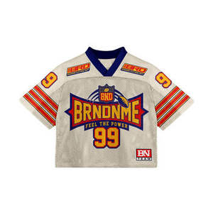 Maillot de football américain personnalisé en maille respirante à manches courtes et col rond, grande taille, pour l'été - Product Image 5