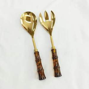 Stainless Steel and Aluminum Serving <b>Flatware</b> Two Tone Salad Server <b>Set</b> Top Selling Elegant Designed - Product Image 2