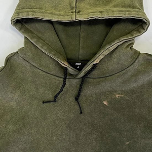 Sudadera con Capucha Personalizada para Hombre, Invierno, Bordada, Lavada al Ácido, 100% Algodón, Felpa, Lisa, de Alta Calidad, Estilo Vintage Desteñido - Product Image 3