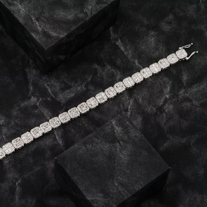 Pulsera de tenis cubana de diamantes de alta calidad, 10 mm, 7 pulgadas, completamente blanca, chapada en oro sobre plata, certificada 14K, unisex, para aniversario de bodas - Product Image 1