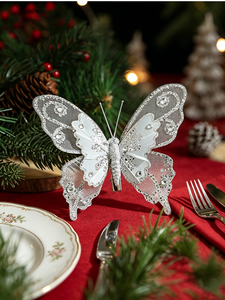 Farfalle Artificiali Realistiche Premium Glitterate Resistenti alle Intemperie per Decorazioni Casa, Matrimoni, Feste e Natale - Product Image 4