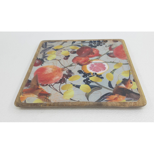 Bandeja para servir con forma de rectángulo de madera de diseño único con acabado de esmalte de calcomanía para el hogar Bandeja para servir comida de mesa hecha a mano a granel - Product Image 2