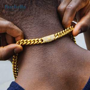 Venta caliente 14K chapado en oro plata esterlina 925 10mm letra inicial Miami cadena de eslabones cubanos para hombres joyería de moissanita - Product Image 2