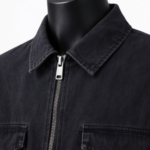 Veste en jean noire délavée pour homme de qualité supérieure, fermeture éclair, style décontracté, fabrication OEM, vente en gros, veste en jean vintage à vendre - Product Image 4