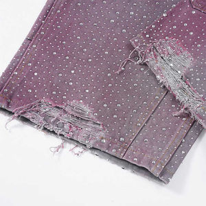 Vente en gros de shorts oem respirants de style incroyable, fabriqués à l'usine, personnalisés en coton 400 g/m², shorts en jean pour hommes avec strass - Product Image 6