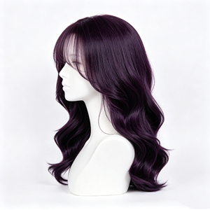 Purple Deep Wave <b>Lace</b> <b>Front</b> <b>Wig</b> Heat Resistant Fiber Natural Hairline Machine Made Large Cap for Salon - Product Image 5