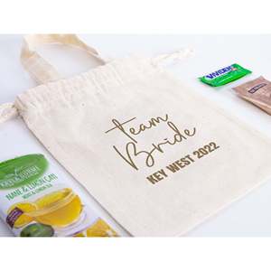 Custom Wedding Recovery & <b>Survival</b> <b>Kit</b> Pouches Team Bride Favor Bags 6x8 Inch Cotton Bags - Product Image 2