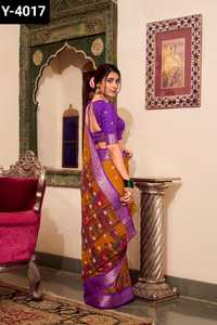 Trendy Women <b>Wedding</b> and Festival Function Wear Saree Collections for Women Low Price Kalamkari Print Poly Cotton Saree Blouse - Product Image 5