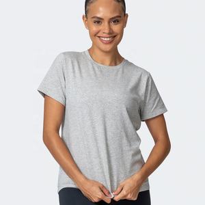 Mujeres ropa deportiva gimnasio Alta Calidad Algodón mujeres cuello redondo Borgoña Oversize camisetas - Product Image 1