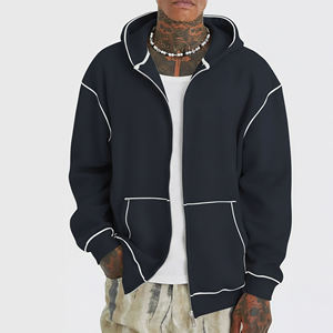 Sudadera con Capucha Personalizada, 100% Algodón, Corte Regular, Cierre de Cremallera, Forro Polar Grueso, Hombros Caídos, Estilo Urbano para Hombre - Product Image 5