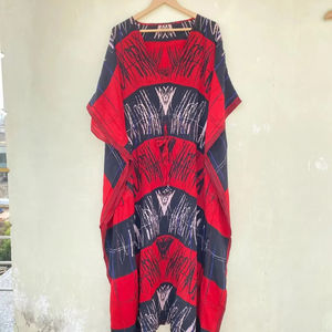 Blanco y Negro Tie Dye Kaftan caftan Tie Dye vestido Resort wear crucero Lounge wear - Product Image 1