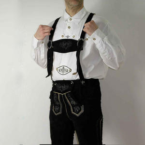 High Quality Bavarian Leather Lederhosen <b>Shorts</b> & Trousers for <b>Men</b> Women Mid Waist <b>Festival</b> Wear Golden Brand - Product Image 4
