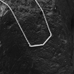 Solid 925 Sterling <b>Silver</b> 18k Gold Vermeil V Shape Chevron <b>Necklace</b> Minimalist Arrow Choker Jewelry Dainty Christmas Gift Her - Product Image 3