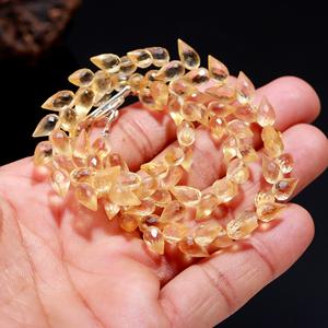 สร้อยคอรูปใบไม้สีเหลืองมะนาวธรรมชาติพร้อมตะขอสลับทำด้วยมือสร้อยคอลูกปัด - Product Image 4