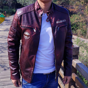 Veste d'hiver pour homme XS à la mode, style streetwear, en cuir de vache et toile, écologique, respirante, coupe-vent, légère, logo sur le devant - Product Image 3