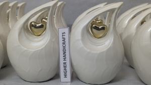 Urne funéraire en forme de larme pour les cendres, cœur en forme de larme, taille personnalisée, émail blanc, urne funéraire en gros - Product Image 2