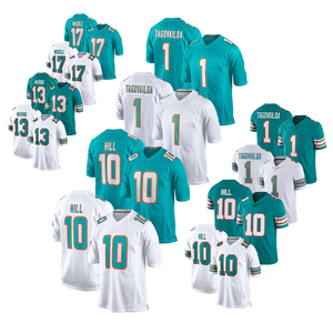 Camisetas Deportivas de Verano con Estampado por Transferencia Térmica, Transpirables, Talla Grande, Uniforme de Fútbol Americano, Dolphins 10 Tyreek Hill 13 Marino - Product Image 1