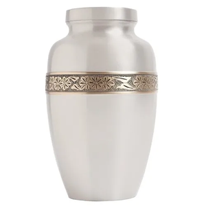 Urne funéraire en métal pour cendres humaines avec piédestal Urne commémorative en métal de couleur blanche rose pour cendres humaines avec couvercle - Product Image 6