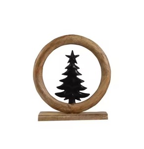 Décoration de table festive en métal Liebe avec figurine de base en bois pour table à manger d'hiver et célébration - Product Image 4