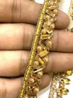 Accessoires de couture, tissu en dentelle perlée à motifs animaliers vintage, décoration de vêtements, bordure perlée, 1 pièce