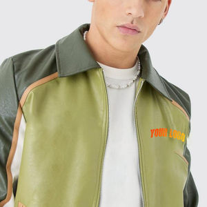 Venta al por mayor de manga larga de cuero Vintage béisbol Varsity chaqueta de invierno clásico universitario personalizado Letterman Varsity chaqueta para los hombres - Product Image 4