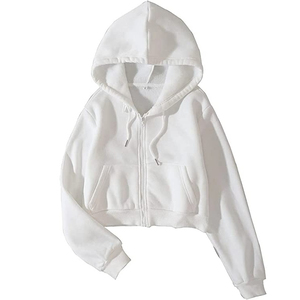 เสื้อฮู้ดครอปท็อปผู้หญิงผ้าฝ้าย 100% สั่งทำขายส่ง สีพื้น สไตล์ลำลอง ใส่ได้ทั้งฤดูหนาวและฤดูร้อน รับสกรีนลายตามสั่ง - Product Image 4