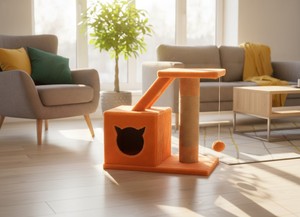เสาข่วนเล็บคุณภาพสูง Amistar Ginger House สำหรับแมวทุกสายพันธุ์และทุกขนาด - Product Image 2