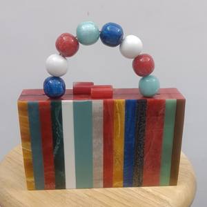 Sac de soirée en résine, décoration en diamant et perles, pochette pour femme faite à la main, style tendance, coton, mariages - Product Image 5