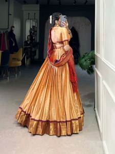 Nouveau élégant traditionnel Jacquard soie Paithani Lehenga Choli classique et contemporain Saree de mariée traditionnel pour les mariages - Product Image 4