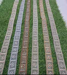 Eco-Friendly Heavy <b>Beaded</b> Lace <b>Fabric</b> Elegant Geometric Pattern for Bridal Formal Dresses Home Decor Gifts Bags Clothes - Product Image 2