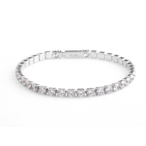 OEM ODM 925 Sterling Silver <b>Bracelet</b> Rhodium Plated Silver Jewelry 4mm Cubic Zirconia CZ Tennis <b>Bracelet</b> <b>Women</b> Silver Jewelry - Product Image 1