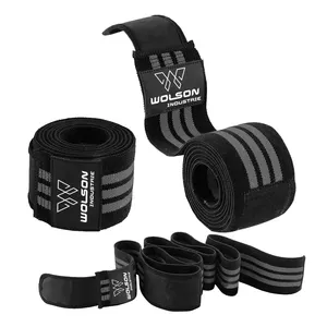 Custom Soft Knee Wraps Para Cross Training Gym Workout Equipment Envoltório De Joelho Halterofilismo Personalizado Heavy Duty Elastic Knee Wraps