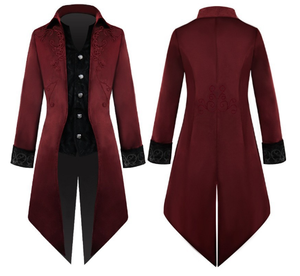 Chaqueta de Esmoquin Medieval Steampunk Unisex con Hebilla, Abrigo de Mago, Disfraz de Halloween, Carnaval, Victoriano, Poliéster - Product Image 4