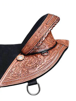 Selle Western sans arçon de haute qualité en cuir véritable, sculptée à la main, couleur personnalisée, logo, siège souple, tailles personnalisées, marron, boîte