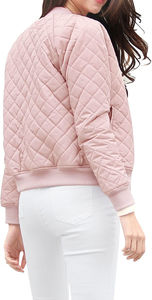 Blouson Bomber Femme Hiver 2026 – Tendance, Chaud, Couleur Unie, Tricoté Respirant, Rembourrage Coton, Coupe-Vent, Écologique, Personnalisable Rose - Product Image 3