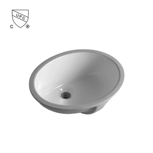Lavabo de salle de bain ovale en céramique vitrifiée à poser sous le meuble, avec fond incliné, dimensions totales 440x360x200mm, modèle NV2209 - Product Image 1